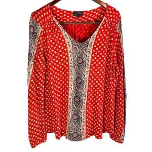 Lucky Brand Boho Style Red Top Size L